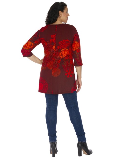 t-shirt-plus-size-rosso-etnico-hippie-style