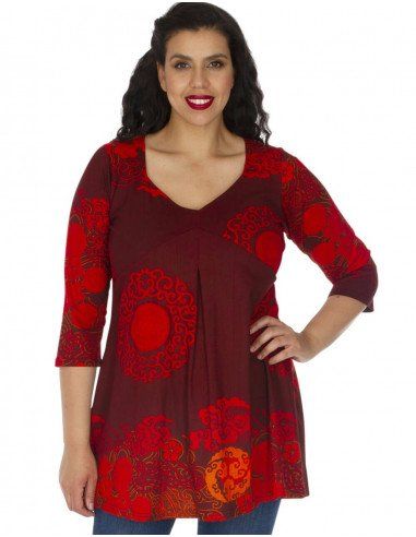 t-shirt-plus-sizes-red-ethnic-printed