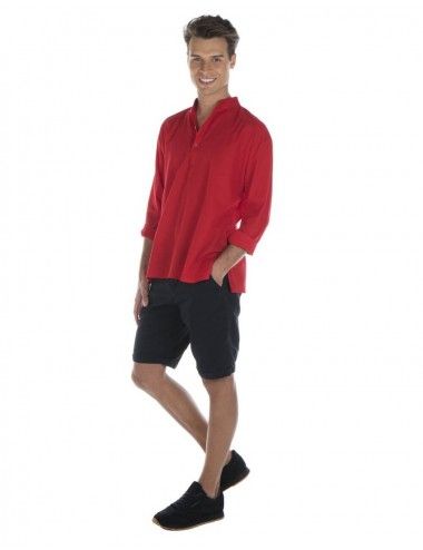 Hemd-Kragen-Mao-Mann-Frühling-Sommer-Rot 2