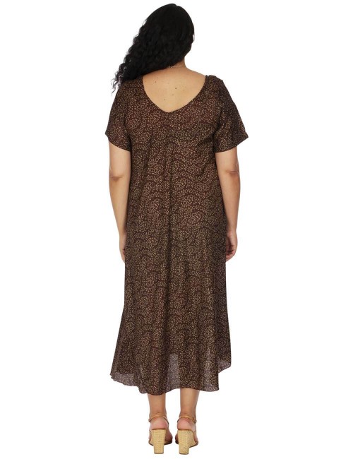 Herbstkleid-plus-Größe-brauner-Rücken