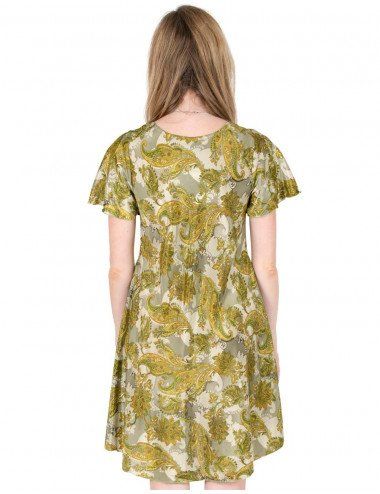 Kleid-kurz-Seide-Sommer-Ärmel-grün 2