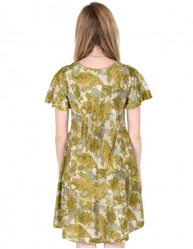 robe-courte-soie-été-verte-décontractée
