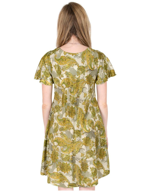 robe-courte-soie-été-verte-décontractée