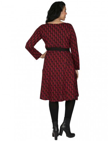 abito-cintura-stampa-rosso-plussize 2