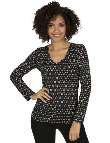 camicia in stile boho autunno-bianco e nero