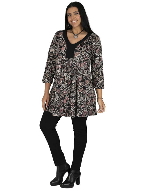 tunica-taglie-grandi-stampata-autunno-scollo a V