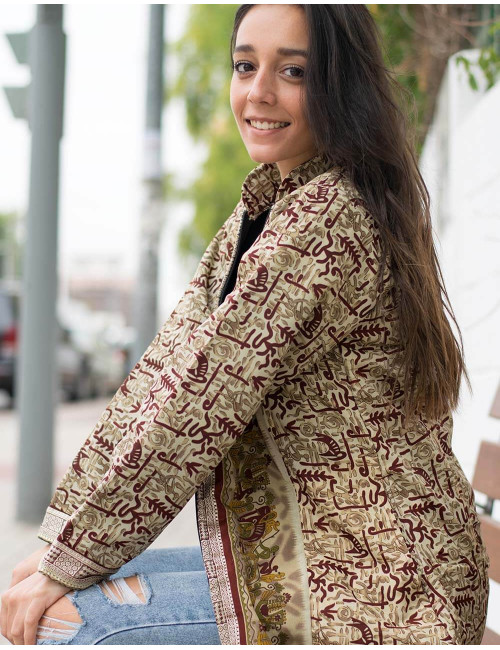 Vintage-Seiden-Fleece-Winter-Hippie-Mantel
