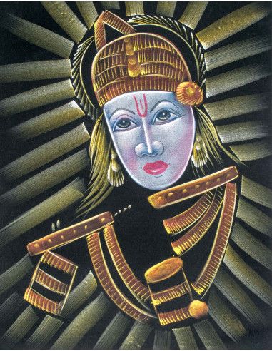 tapisserie-krishna-hindu-gott-auf-samt gemalt
