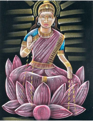 handbemalter Samt-Lakshmi-Wandteppich