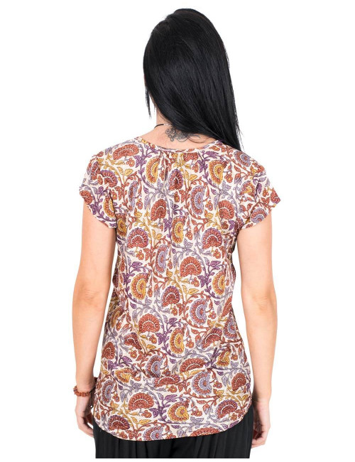 t-shirt en soie imprimée style bohème