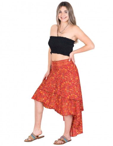 jupe-orange-imprimée-soie-bohème