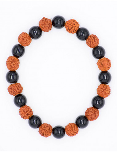 Rudraksha und Onix Kombinationsarmband