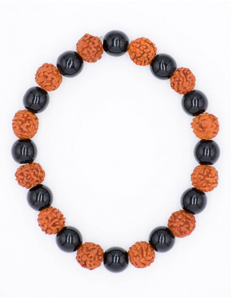 Pulseira combinada Rudraksha e Onix