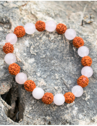pulsera-piedra-mineral-cuarzo-rosa-y-rudraksha