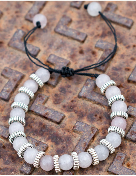 Bracciale con gemme di quarzo rosa
