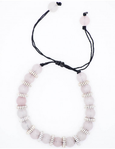 Bracciale con gemme di quarzo rosa