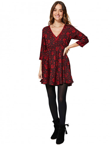 Robe imprimée rouge et noire
