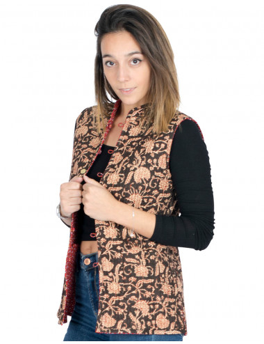 chaleco-reversible-ceñido-mujer-estampada 2