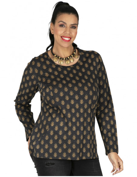 T-shirt Nera Dettagli Oro