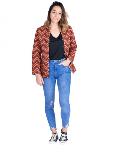 Veste Mao réversible en coton - Style Hippie...
