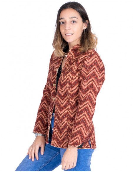 Veste Mao réversible en coton - Style Hippie Chic - Artisanat indien exclusif