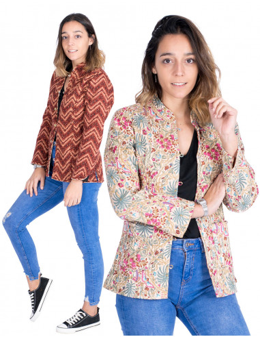 Giacca Mao in cotone reversibile - Stile Hippie Chic - Esclusivo artigianato indiano