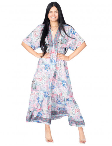 Vestido longo com estampa...