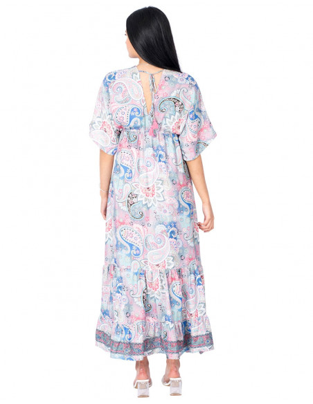 Abito lungo con stampa pastello