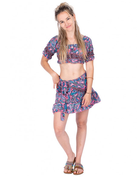 Silk Short Skirt and Top Set