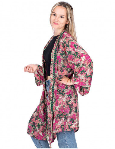 Mehrfarbiger Midi-Kimono