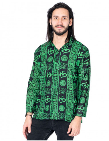 camisa-etnica-cuello-mao-hombre-verde