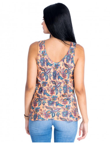 Top in seta con scollo tondo