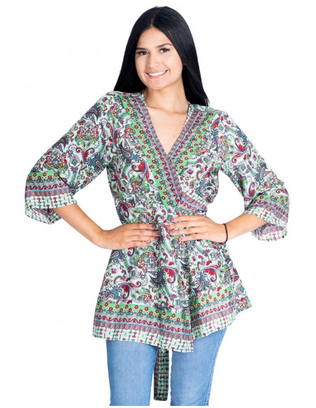 Lange gekreuzte Bluse