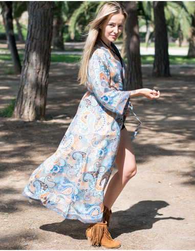 Kimono con stampa pastello