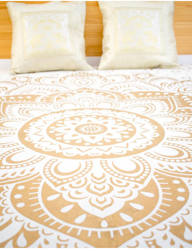 Bedcover White Mandala Gold