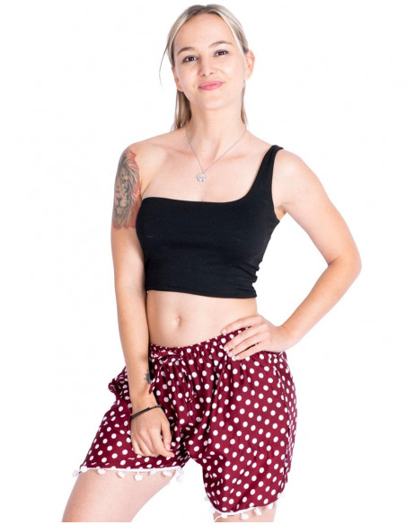 Pantaloncini a pois e pompon