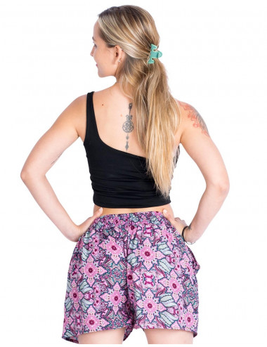 pantalon-corto-rosa-playa-mujer 2