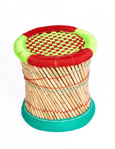 Woven Bamboo Stool - Handcrafted in India - 40...