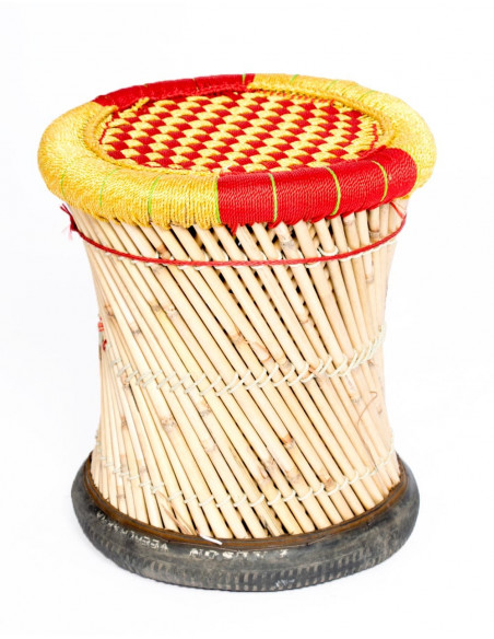 Capa de banco de bambu trançado - Feito à mão na Índia - Exclusivo e confortável - 40 cm de altura