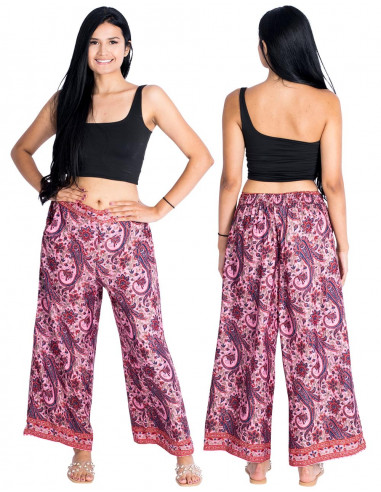 Pink Printed Silk Pants