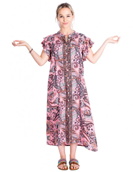 Vestido camisa de seda