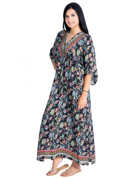 Printed Black Silk Dress