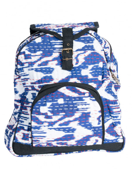 Blue and White Backpack