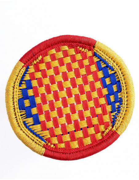 Tabouret en métal fabriqué à la main en Inde - Design unique avec corde en nylon - 36x35 cm