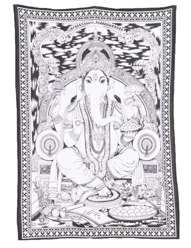 Arazzo Ganesha in bianco e...