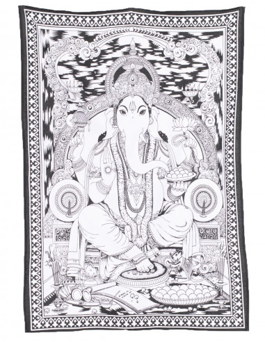 Arazzo Ganesha in bianco e nero