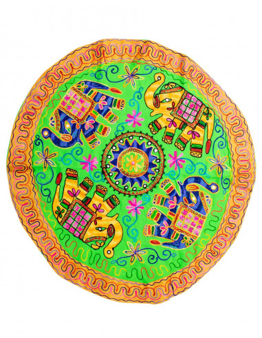 Nappe ronde ou tapisserie 4 éléphants