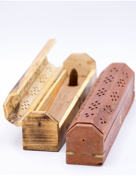 Brûleur d'encens de cercueil en bois