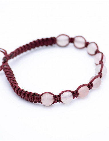 Bracelet en macramé avec pierre de quartz rose