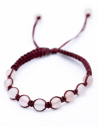 Bracelet en macramé avec pierre de quartz rose